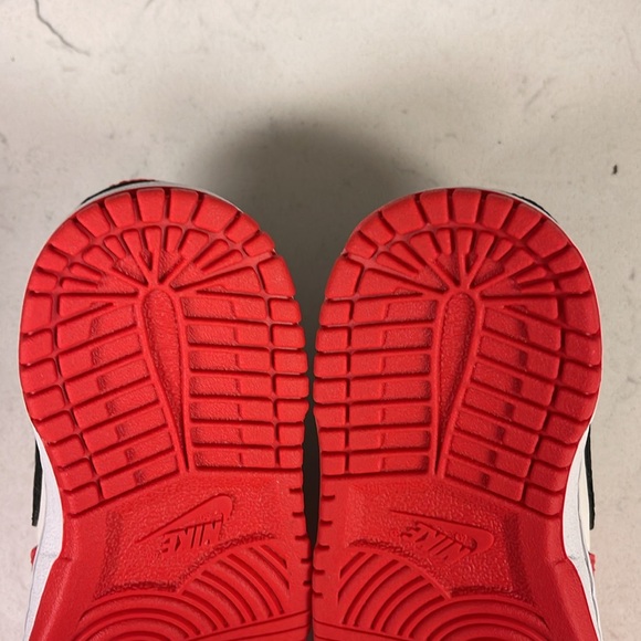 Nike Dunk Low NBA 75th Anniversary Chicago Toddler DC9562-100 Red Black - Picture 13 of 16